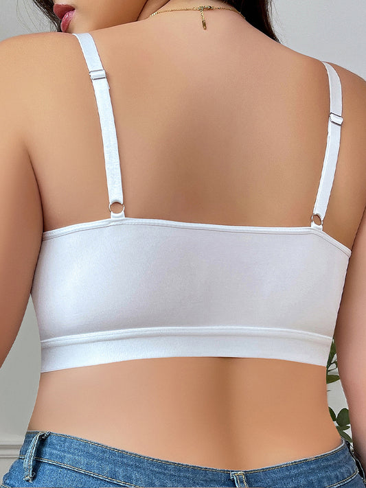 Soutien-gorge grande taille blanc à fermeture frontale en dentelle