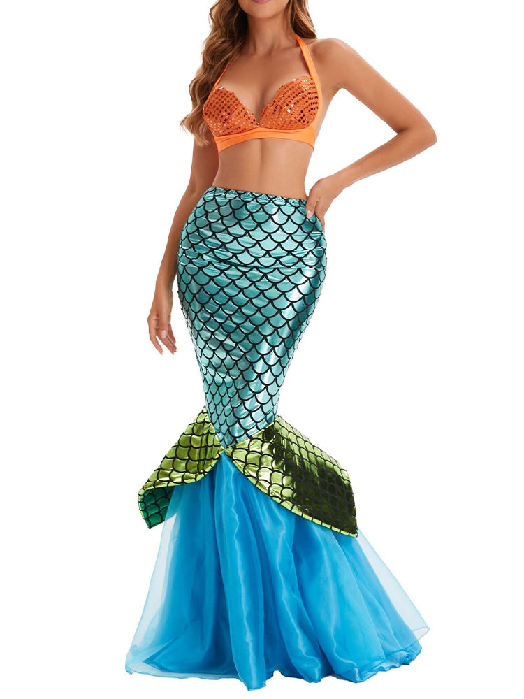 Aqua Blue Mermaid Scale Halloween Costume