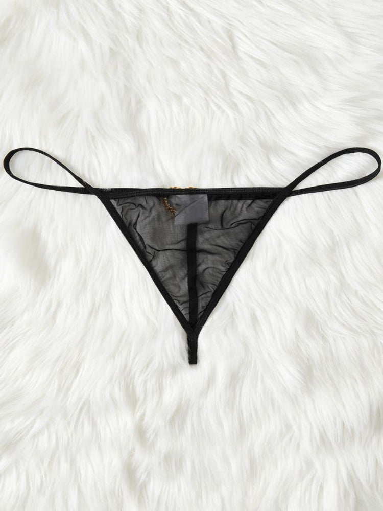 Plus Size Heart Buckle Sheer Mesh Brief
