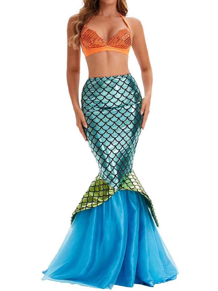 Aqua Blue Mermaid Scale Halloween Costume