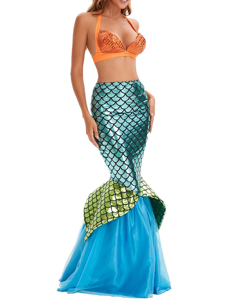 Aqua Blue Mermaid Scale Halloween Costume
