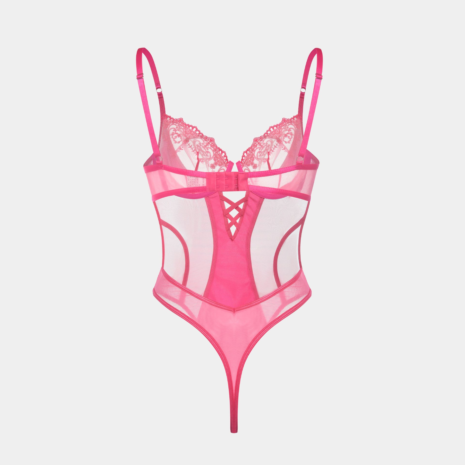 Sheer Pink Mesh Bodysuit – Ultra-Thin Sexy Shaping Lingerie