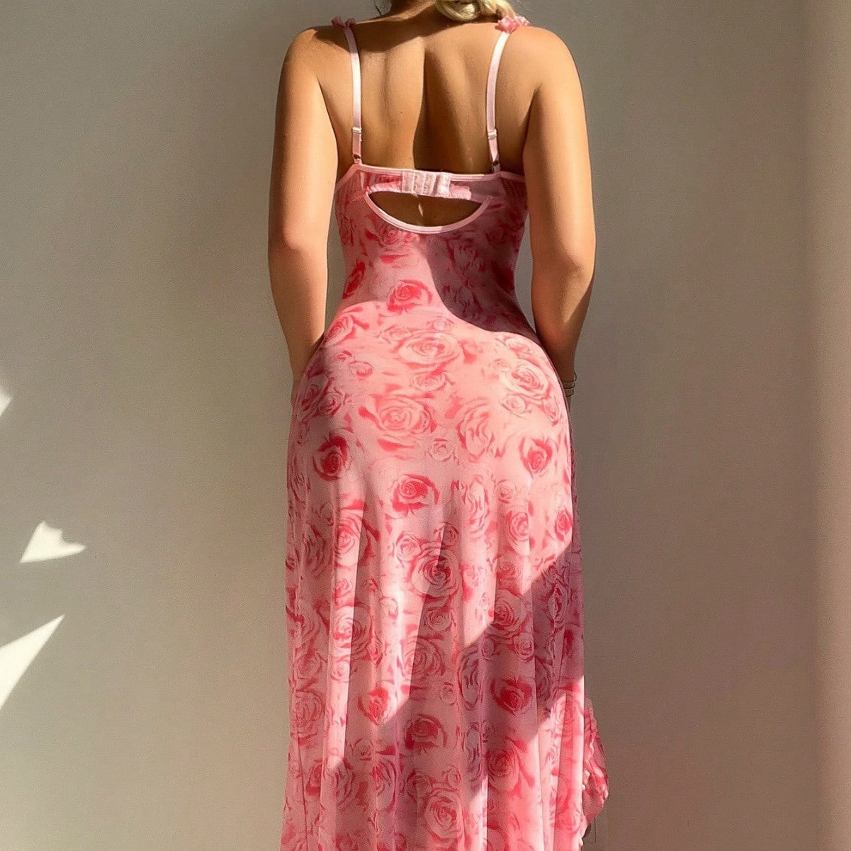 Floral Slit Camisole Lingerie Dress – Sexy Fall 2025 Trendy Nightwear