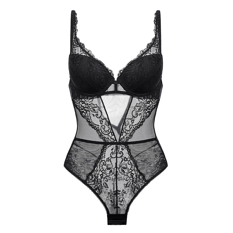 Sheer Lace Sexy Bodysuit – French Style Tight-Fit Lingerie