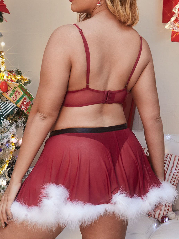 Plus Size Christmas Sheer Skirt Set