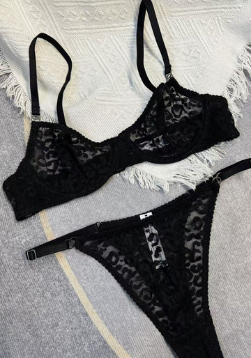 New Ultra-Thin Sheer Mesh Jacquard Bra Set