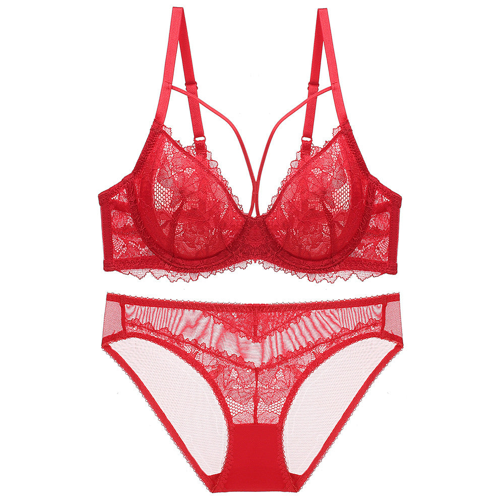 Women’s Sexy Lace Bra Set – Thin, Transparent, Sponge-Free Design