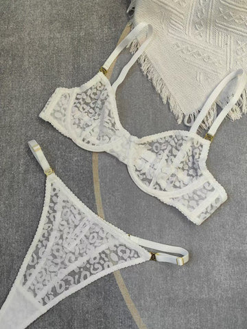 New Ultra-Thin Sheer Mesh Jacquard Bra Set