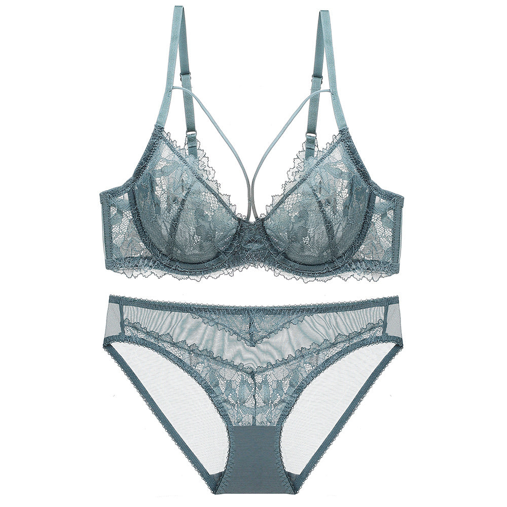 Women’s Sexy Lace Bra Set – Thin, Transparent, Sponge-Free Design