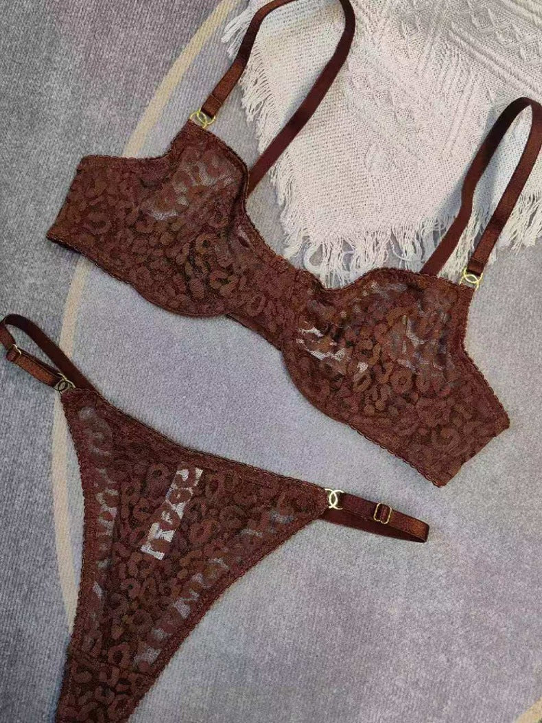 New Ultra-Thin Sheer Mesh Jacquard Bra Set – Sponge-Free Sexy Lingerie