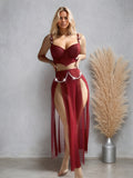 Sexy sheer mesh lingerie dress with pearl chain details and exotic design