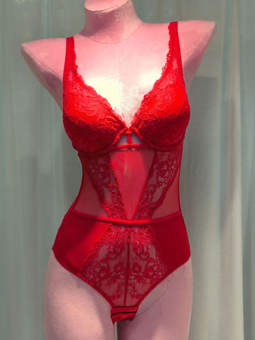 French Style Sheer Lace Bodysuit