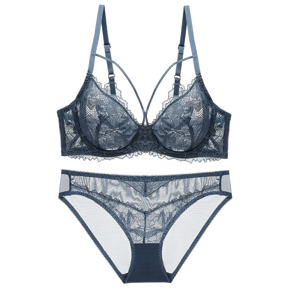 Women’s Sexy Lace Bra Set – Thin, Transparent, Sponge-Free Design