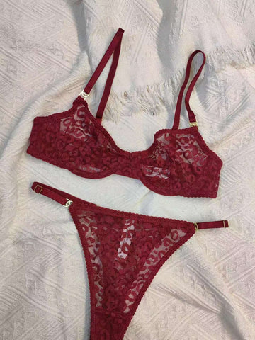 New Ultra-Thin Sheer Mesh Jacquard Bra Set