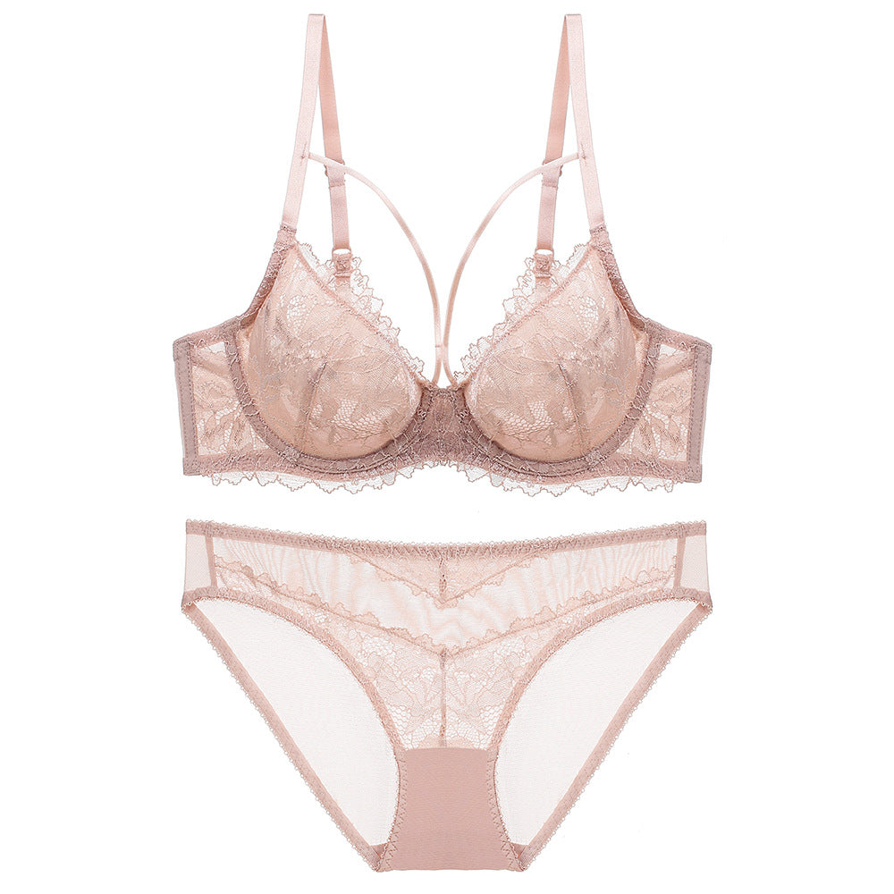 Women’s Sexy Lace Bra Set – Thin, Transparent, Sponge-Free Design