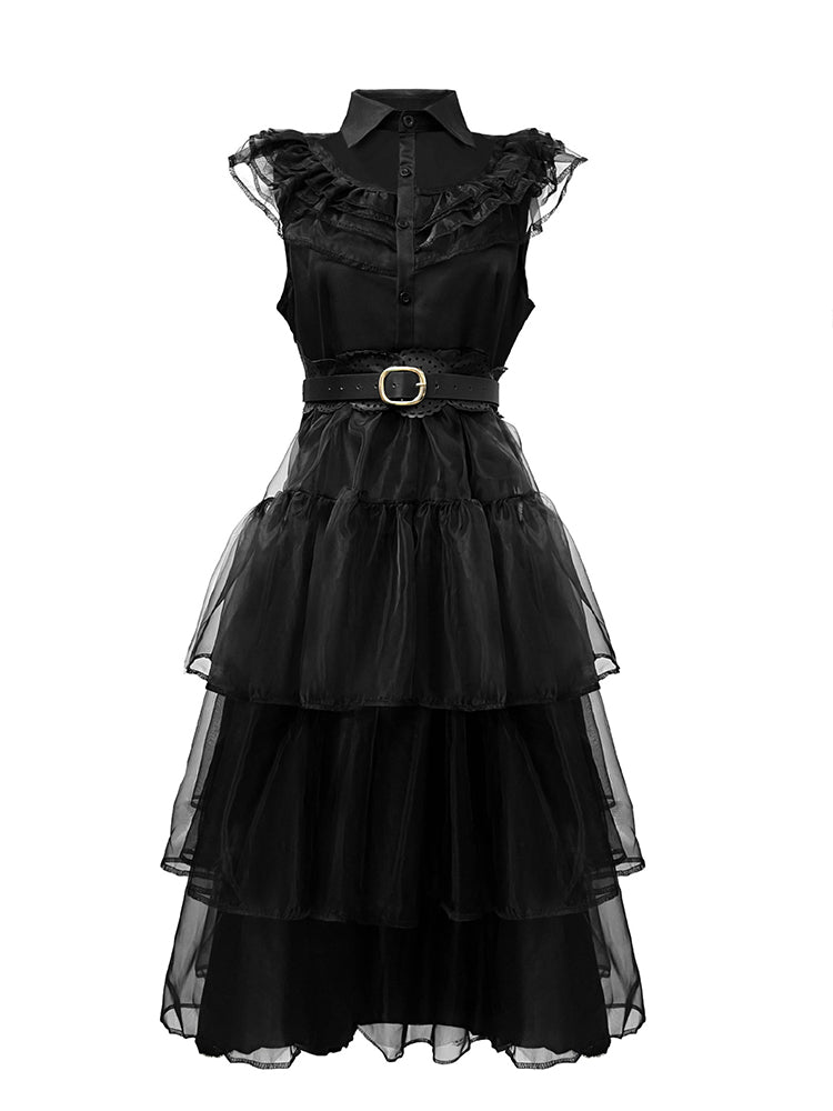 Halloween Bride Tiered Layered Mesh Costume Dress Set