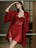 Satin underwire babydoll sleep dress with matching lightweight robe