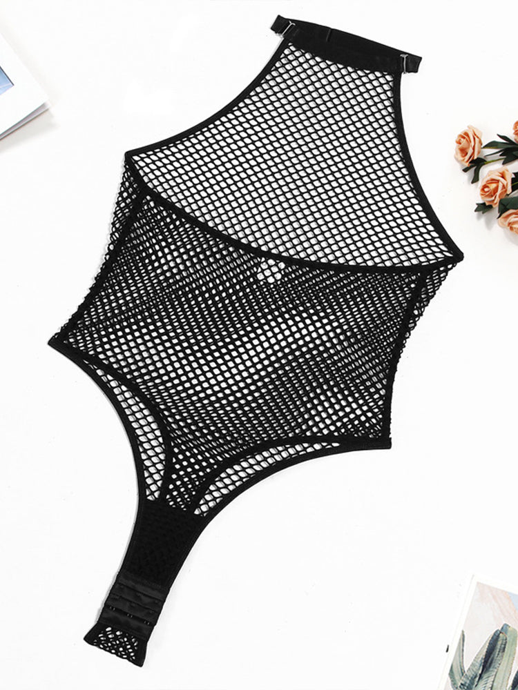 Fishnet Halter Mesh Teddy Bodysuit