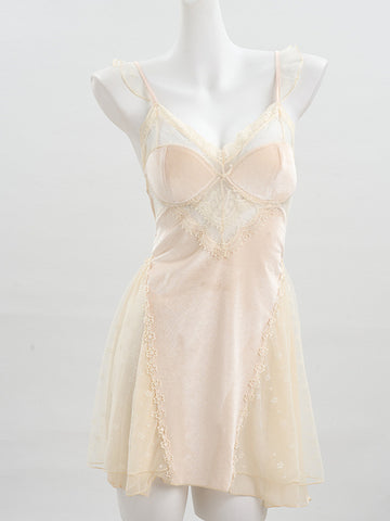 Velvet Lace Deep V Babydoll Chemise