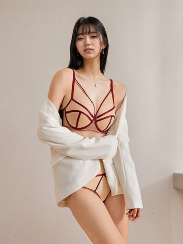 thin lace push-up bra set anti-sagging lift side boob support