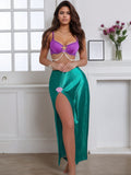 cute girly pearl chain camisole split long skirt lingerie set
