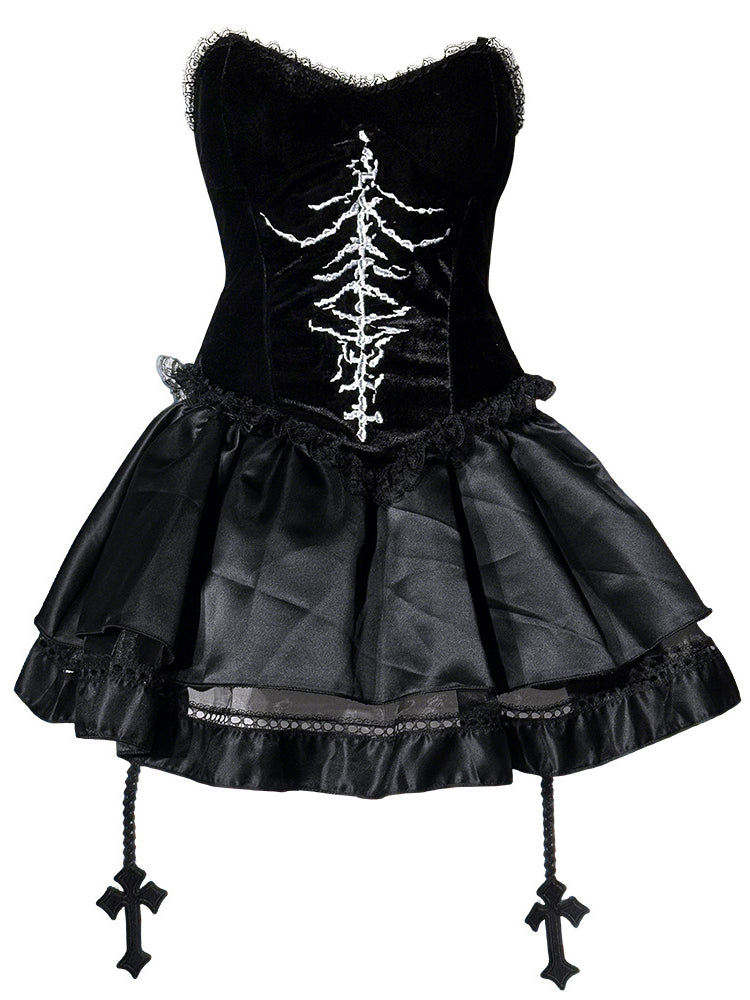 Black Gothic Lace Halloween Costume Set