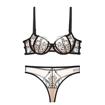 French Embroidered Lace Bra Set