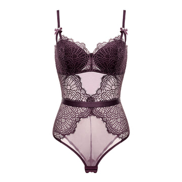 Sexy Lace Bodysuit with Built-in Bra – Push Up, Shaping & Breathable Lingerie