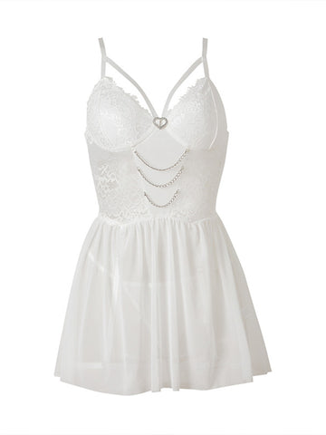 Heart Lace Mesh Babydoll Set