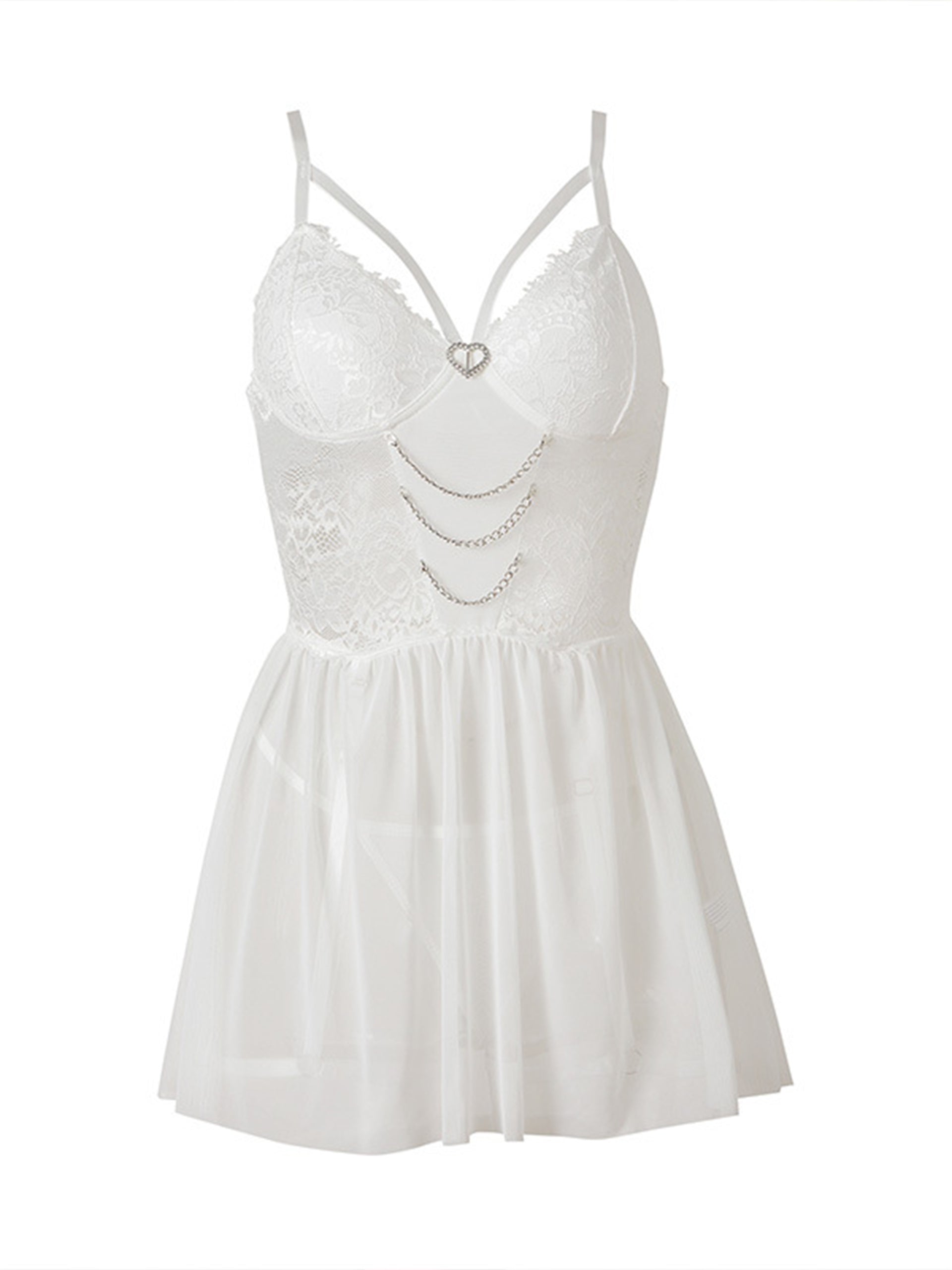 Heart Lace Mesh Babydoll Set