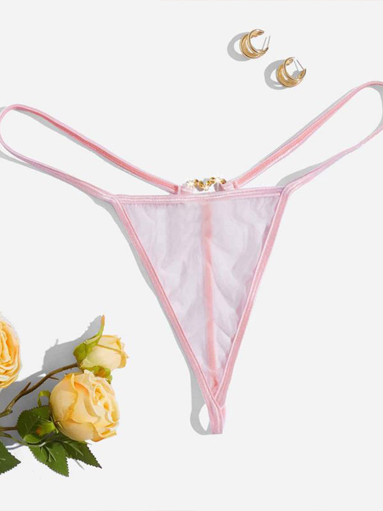 Plus Size Heart Buckle Sheer Mesh Brief