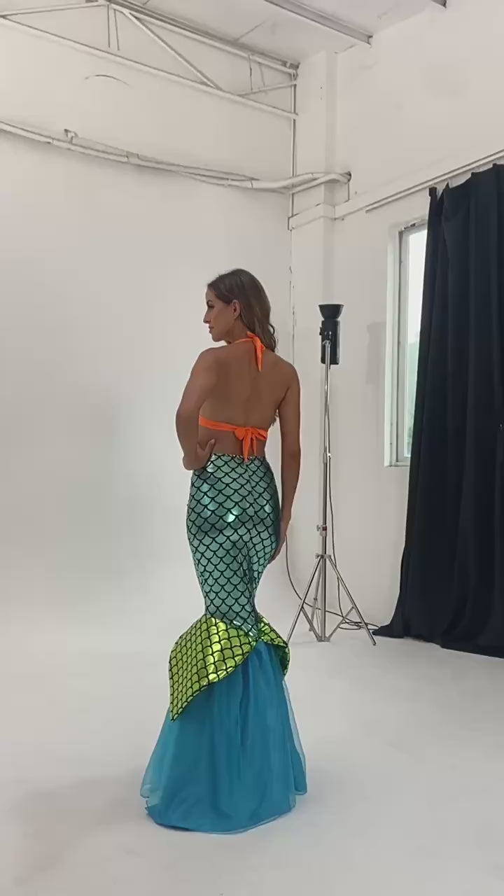 Aqua Blue Mermaid Scale Halloween Costume